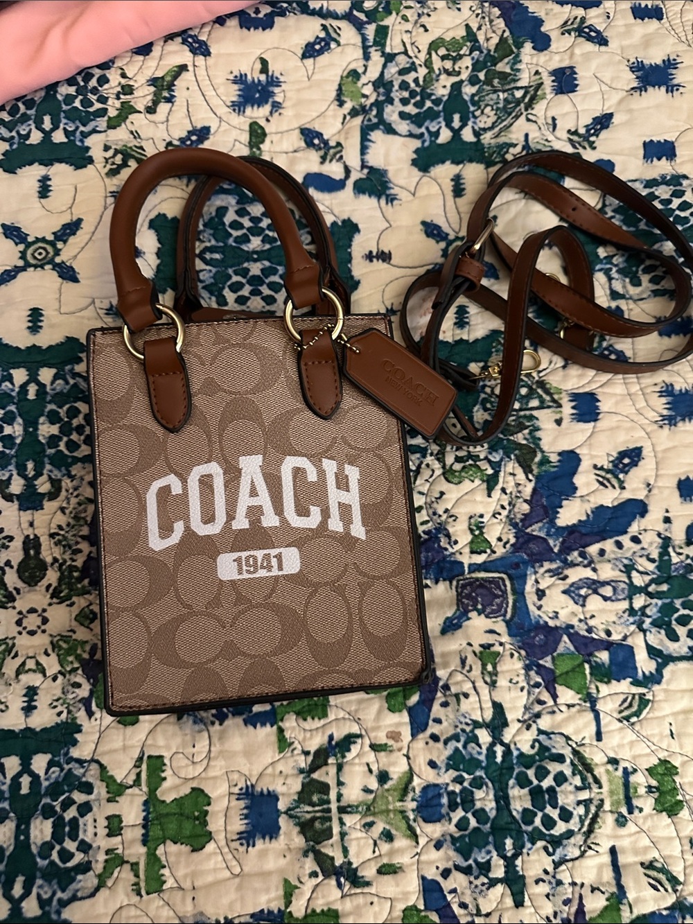 Coach Mini Tote in Brown Signature Canvas with White Logo